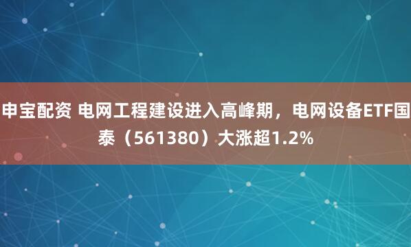 申宝配资 电网工程建设进入高峰期，电网设备ETF国泰（561380）大涨超1.2%